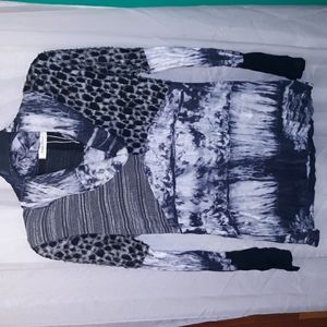 Multi-Pattern Cowl Neck Sweater Med